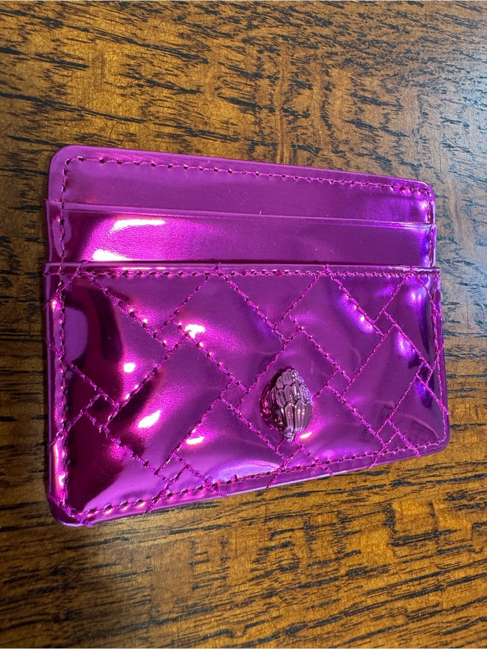NWT Kurt Geiger Metallic Fuchsia Quilted Card Holder - Picture 5 of 9